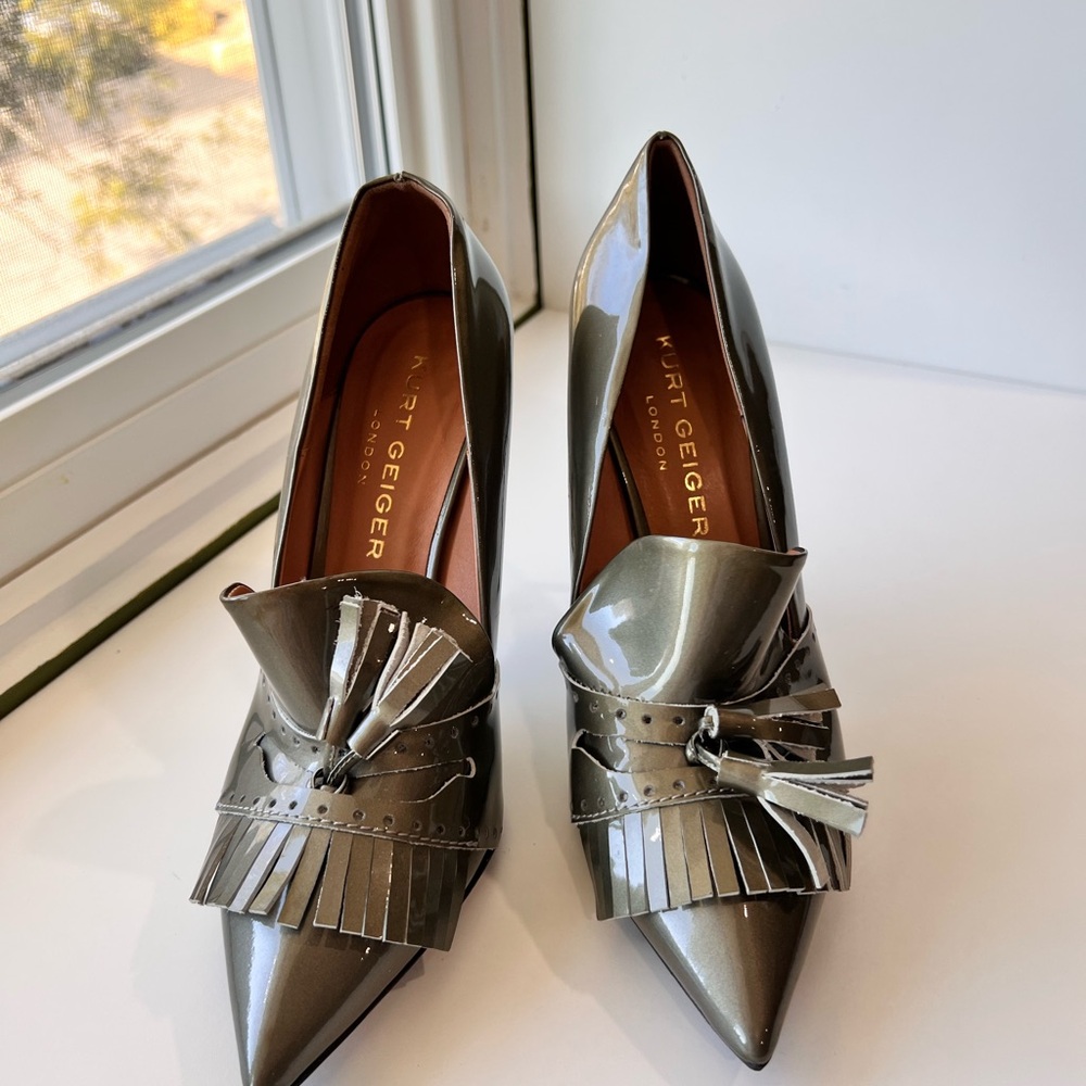 Kurt Geiger London Bond Women's Gray Tassel Heels 37 - Picture 2 of 16